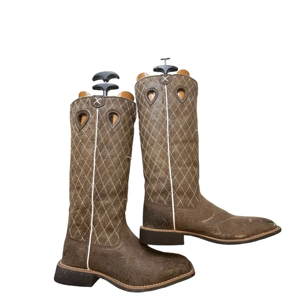 TWISTED X boy DISTRESSED RUFF STOCK COWBOY BOOTS - BROAD SQUARE TOE